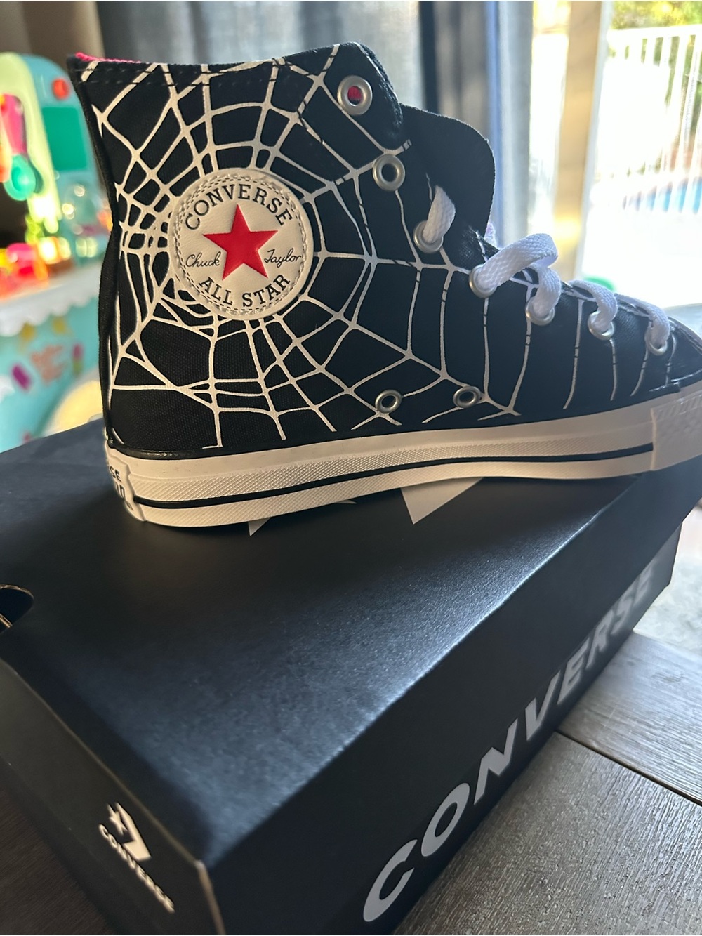 Converse Kids Black White Spiderweb High Top Sneakers